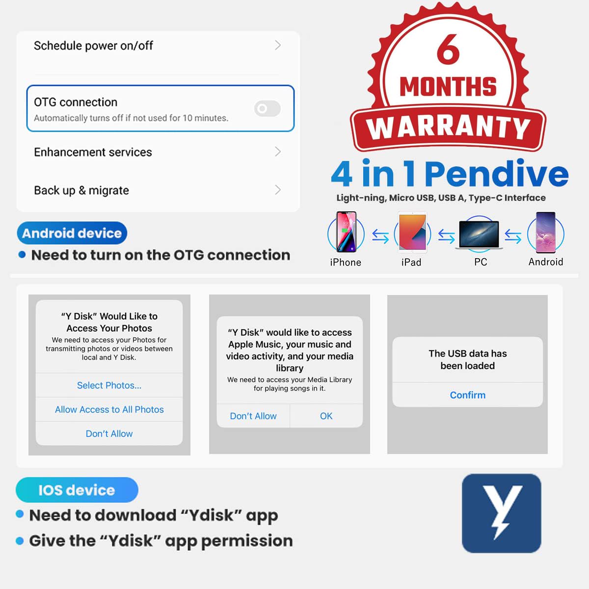 Verilux Pendrive 256GB for iPhone and Android featuring 4 in 1 USB3.0 Type C Design | Metal Body
