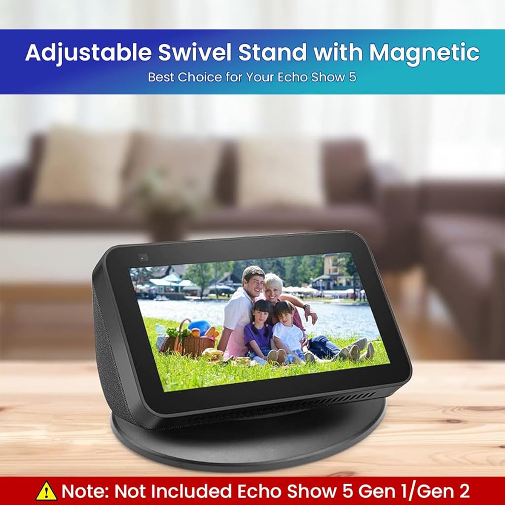 ZORBES® Echo Show Stand for Echo Show 5 Gen 1/Gen 2, Universal Adjustable Echo Show Magnet Anti-Slip Base 360 Degree Free Rotation Desk Holder for Echo Show 5 Gen 1/Gen 2