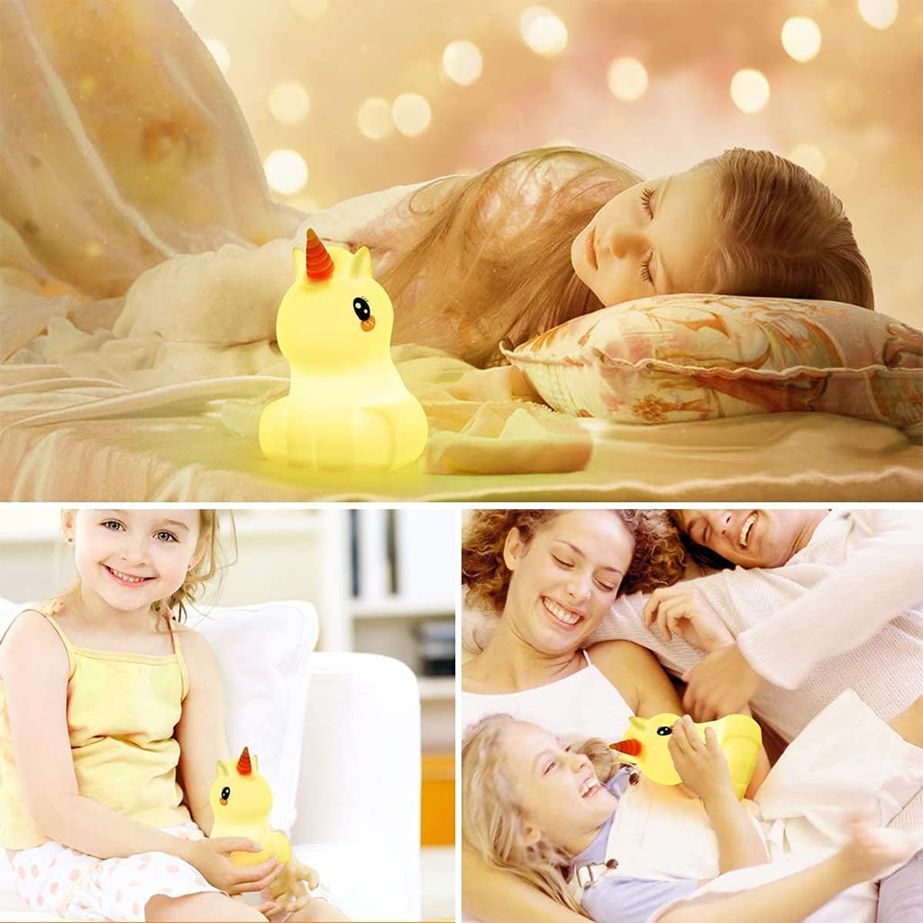 Verilux® Baby Night Light Kids Lamp Silicone Nightlight USB Cute Unicorn Colorful Silicone Lamp Creative Mini LED Pat Sleeping Light Decor Birthday Gift