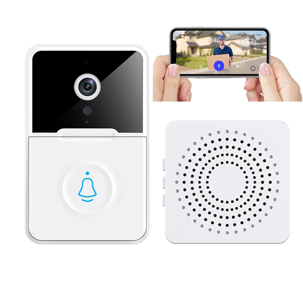 ZORBES® Ring Video Doorbell, Smart Wireless Remote Video Doorbell Intelligent Visual Doorbell Home Intercom HD Night Vision Door Doorbell Easy Installation Two-Way Audio Intercom (White) - verilux