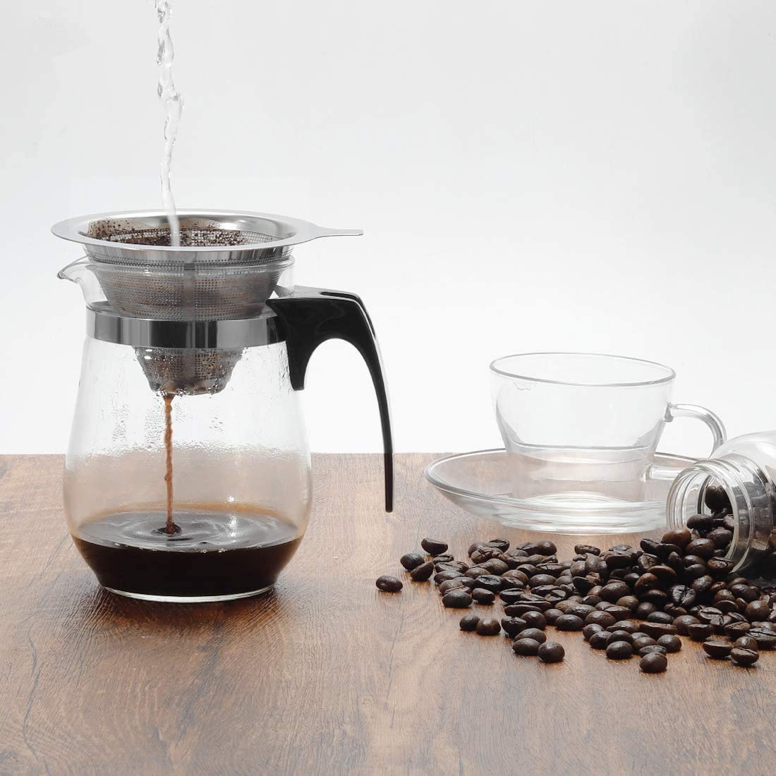 Verilux Pour Over Coffee Dripper for One to Two Cups with Stainless Steel Filter | 3PCS