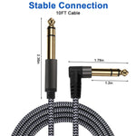 Verilux Electric Guitar Cable 9.8 ft for Amps and Basses featuring Right Angle Plug | Nylon Braided Copper Core