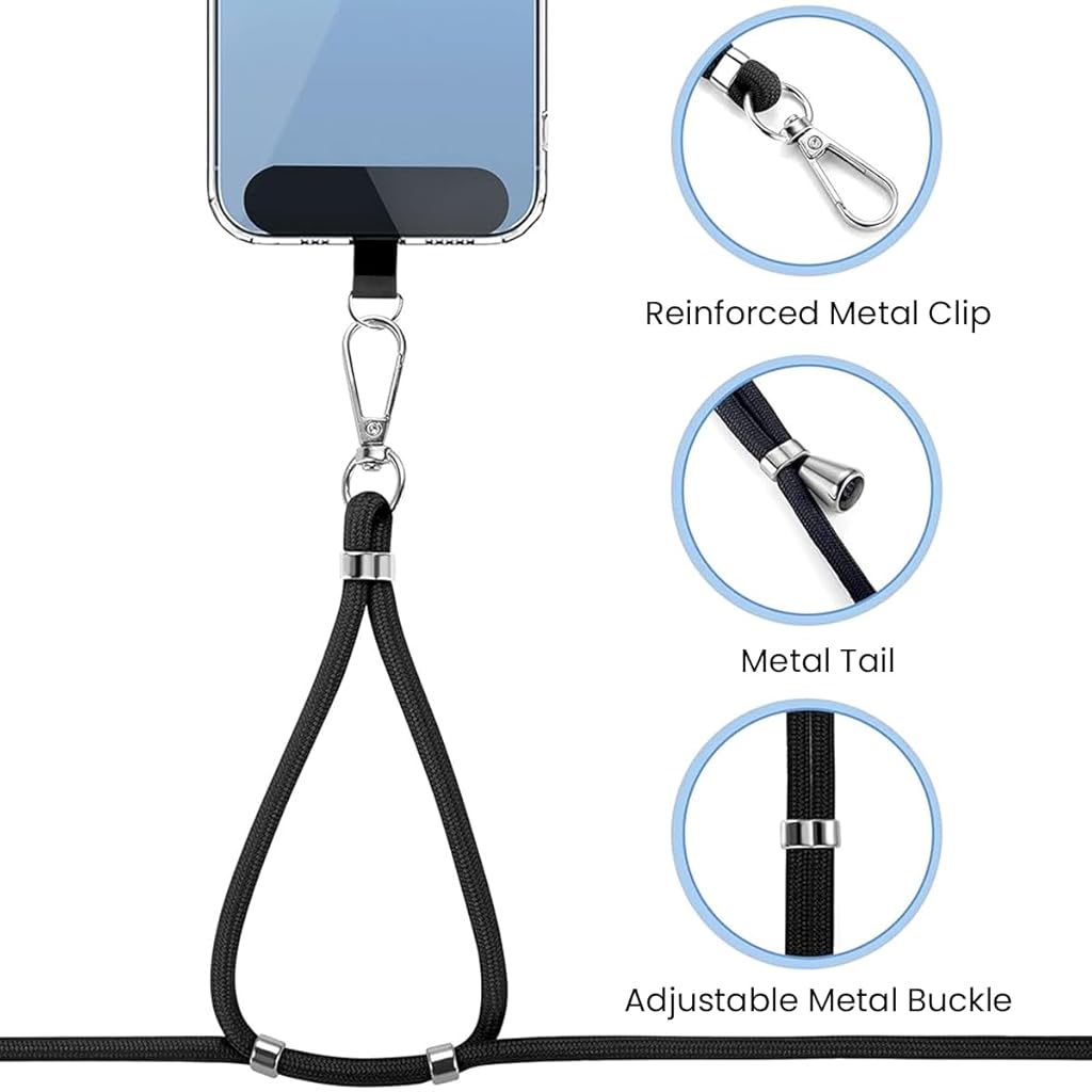 ZORBES® Phone Lanyard for Case Adjustable Strap Set Universal Neck and Wrist with 2 Self-Adhesive Inserts Sling Not Includes 3 PCS