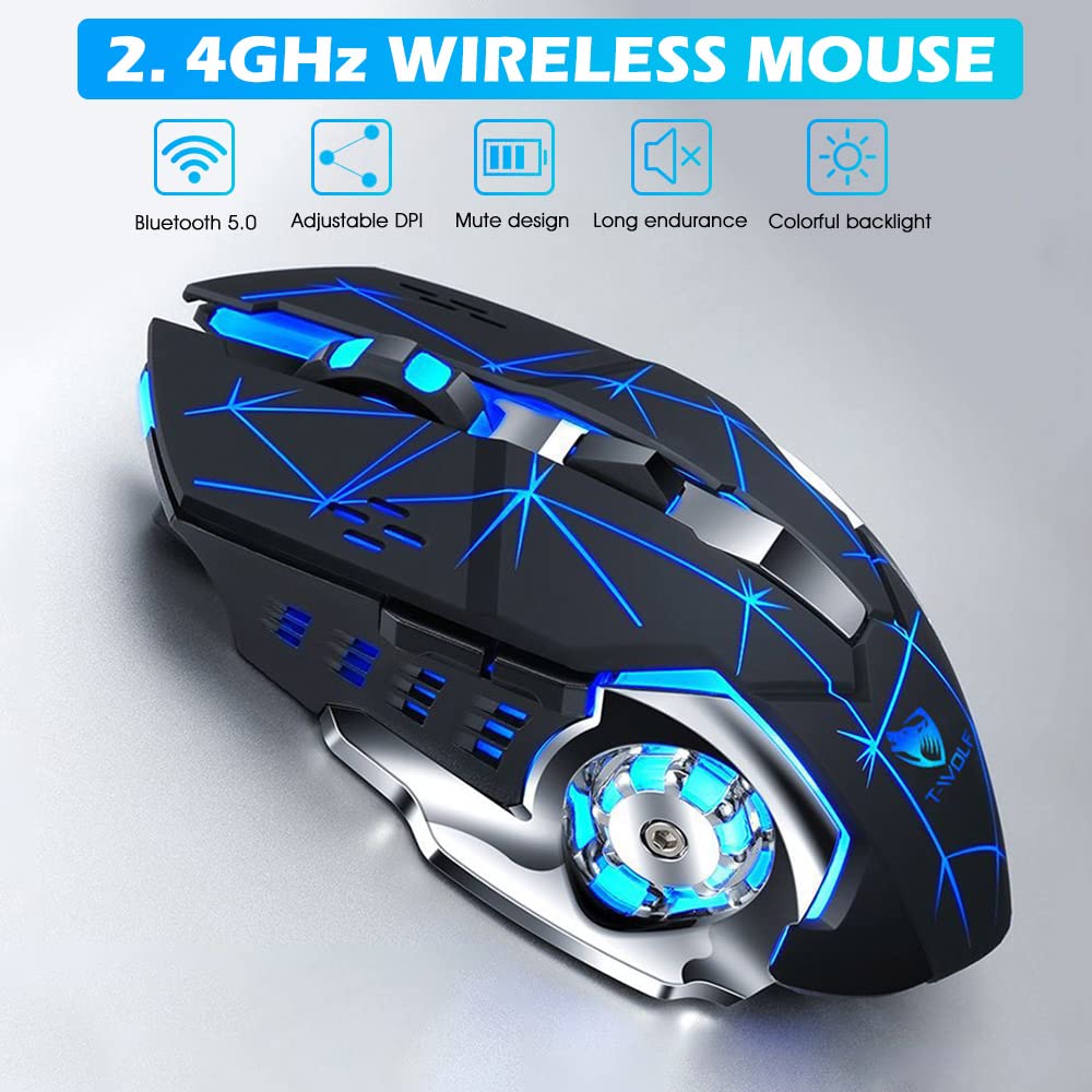 Verilux Wireless Mouse with Dual Mode Bluetooth 5.0 and 2.4GHz Connection for PC Use