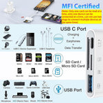 Verilux Multi Card Reader for iPhone with 4 in 2 USB C Lightning Ports | Supports Fast Charging