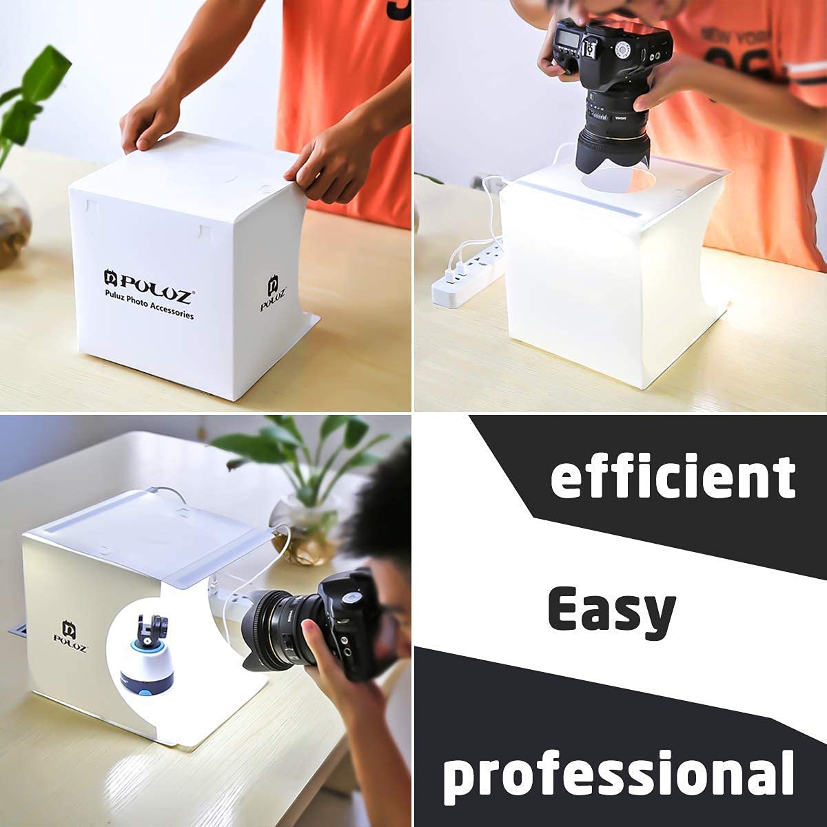 Verilux Photo Studio Light Box for Small Products with 2 LED Strips and 2 Backdrops | Foldable PET Softbox 23×22×24cm