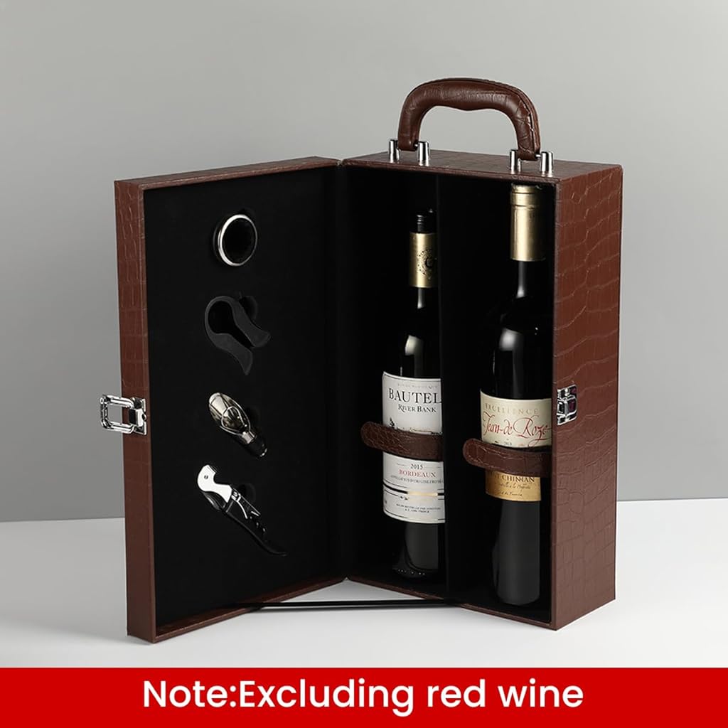 ZORBES® Bolsa de mano para botellas de vino de piel sintética, bolsa de regalo para vino para viajes, caja de almacenamiento de vino portátil aislada