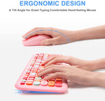 Verilux® Wireless Keyboard and Mouse Combo, Slim 2.4G USB Full Size Wireless Mouse , Keyboard Combo and Cleaning Brush Cute 110 Keys Keyboard for PC, Notebook, MacBook, Tablet - Black (Pink)