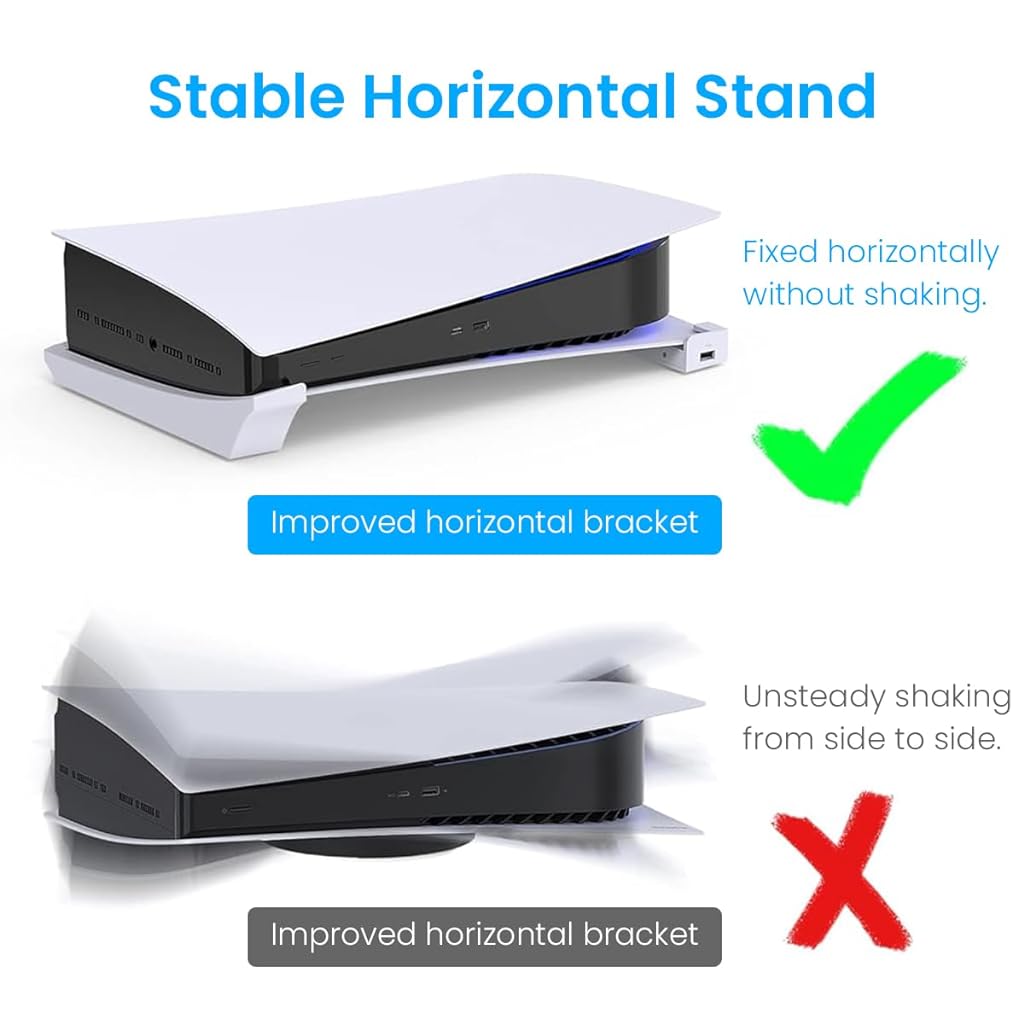 ZORBES® Horizontal Stand for PS5 Console Playstation 5 Disc & Digital Edition Console Desk Top Stand with 4 USB Ports Horizontal Stand for Playstation 5 Disc & Digital Edition - verilux