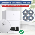 Verilux® 4Pcs Replacement Mop Cloth for ECOVACS DEEBOT T20 Pro/Max Microfiber Mop Pads Washable and Reuseable Absorbent Mop Pads Spare Mop Cloth for Hard Floor, Tile, Hardwood, and Laminate