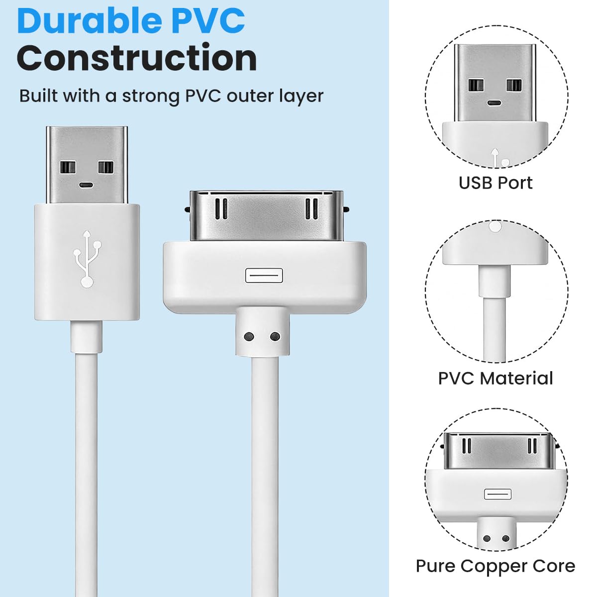 Verilux 1M USB Cable for 30-Pin Devices