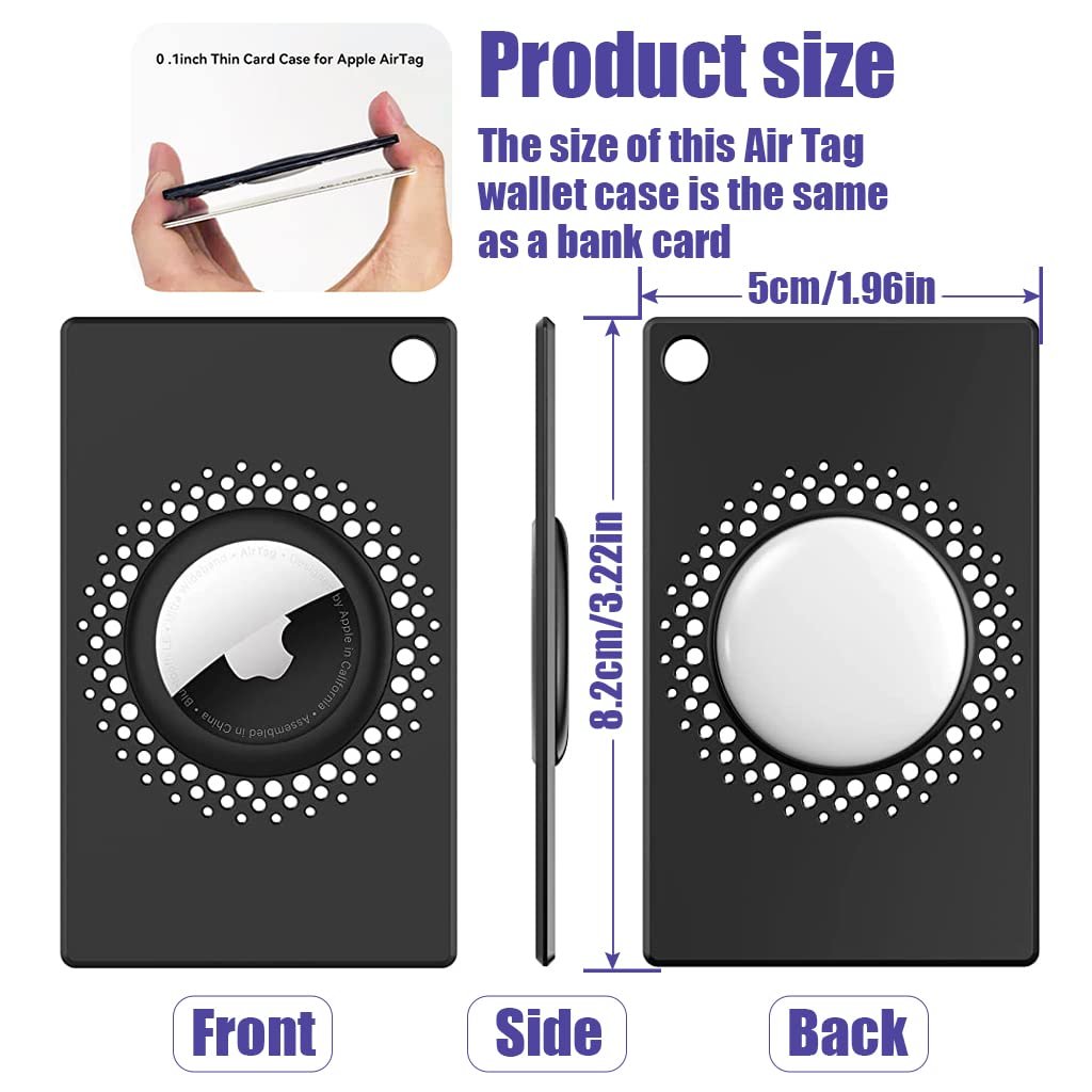 ZORBES® AirTag Holder Card Sized Slim AirTag Case Portable AirTag Holder with Keychain Hole (Black)