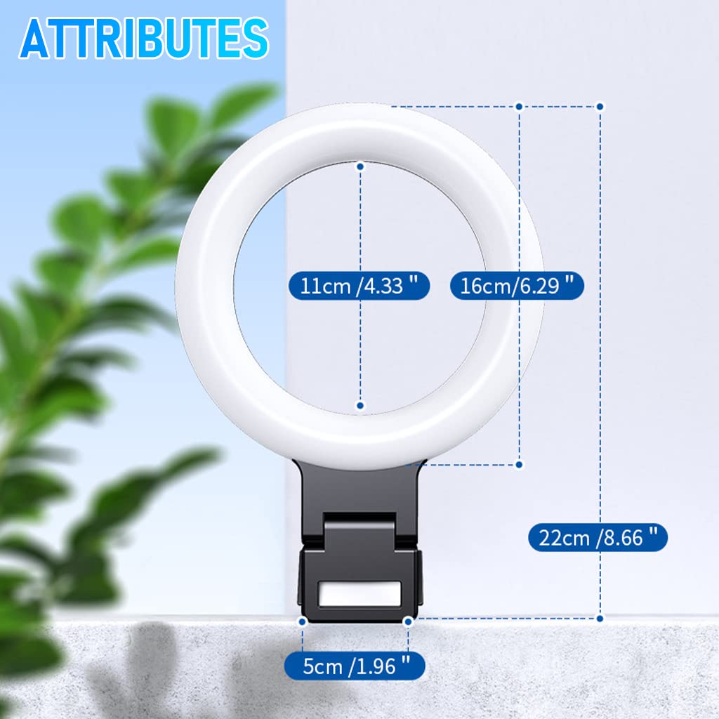 ZORBES® USB LED Selfie Light Clip-on Ring Light Fill Light 3 Color 6'' Video Light with 10 Brightness Portable LED Ring Fill Light for Phone, Tablet, Livestream, Youtuber