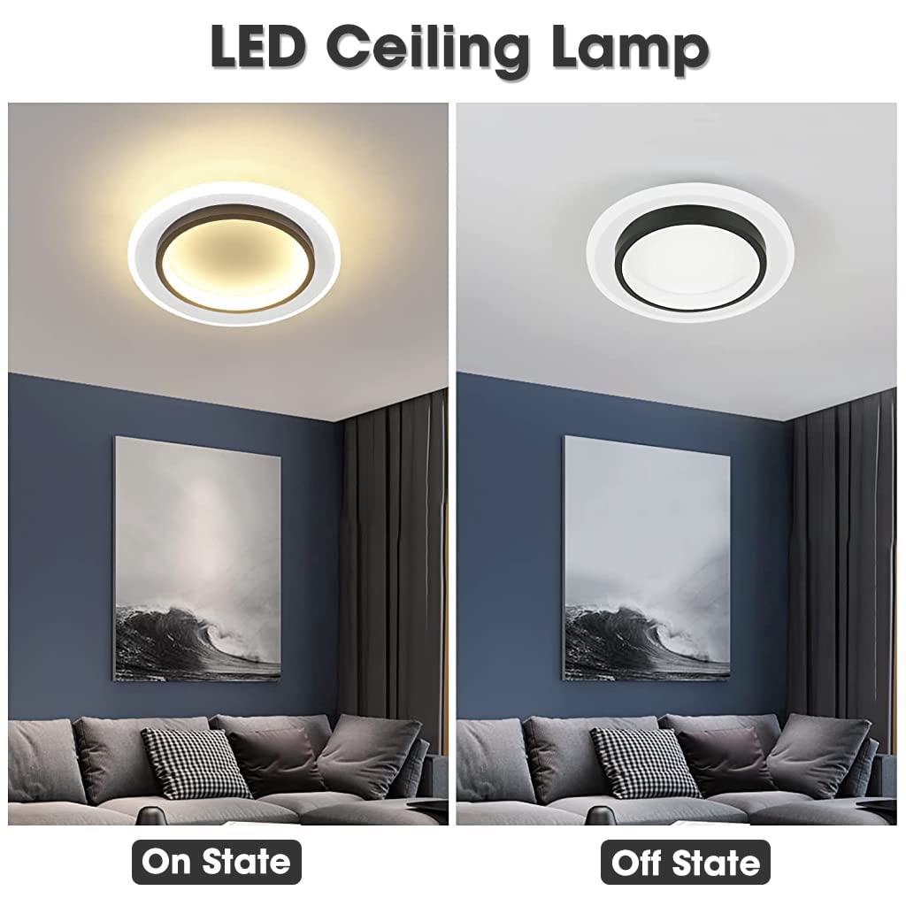 Verilux 24W LED Modern Ceiling Light for Living Room for 3-8m2 Small Room, 3000K LED Warm Light Modern Acrylic Round Interior Light, 24 * 24cm LED Ceiling Light for Small Room Home Balcony