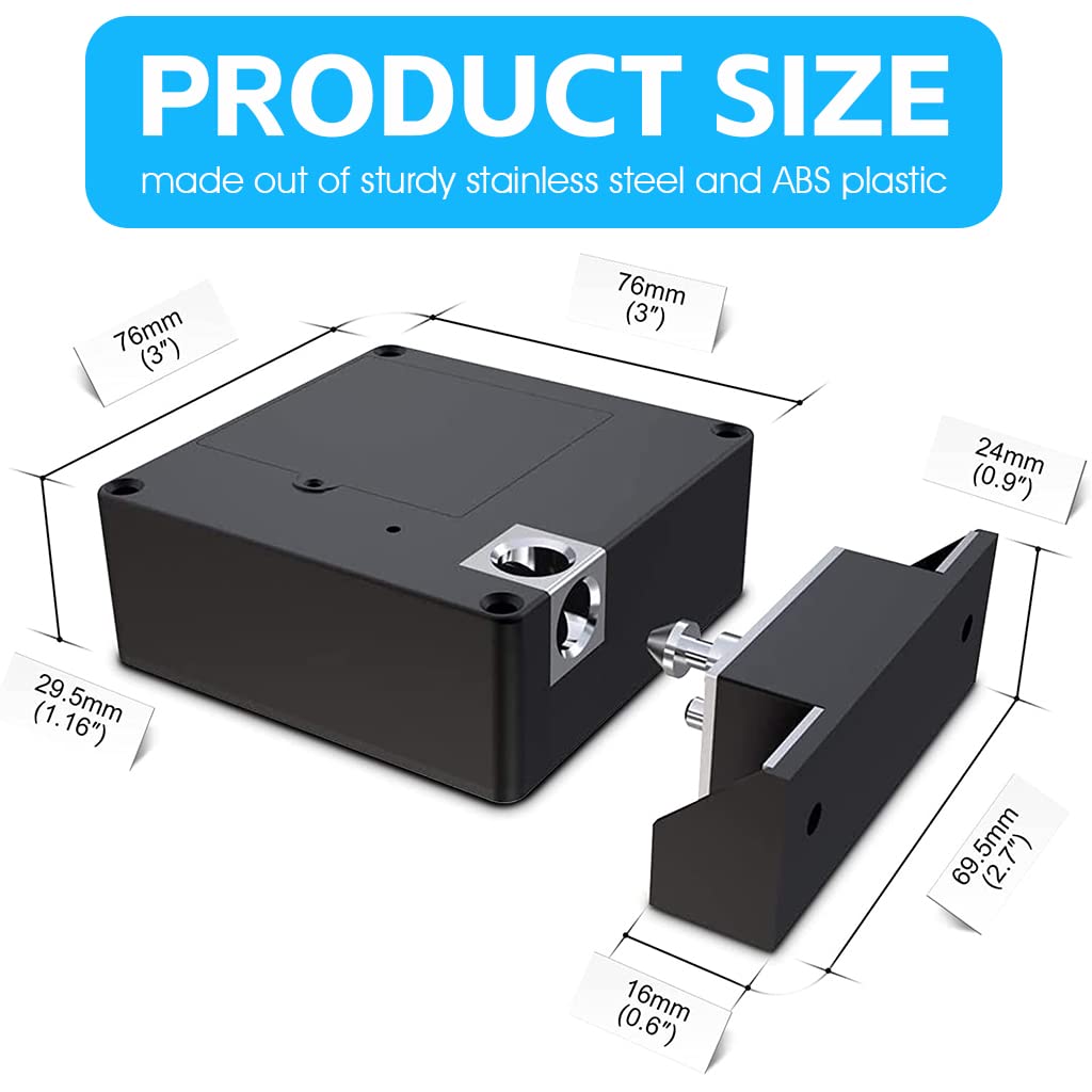 ZORBES® Anti-Theft Cupboard Lock Smart APP & NFC RFID Lock for Cabinet Lock for Drawer Steel Solid Lock Core Invisible Lock Cabinet Card Sensor with 5CM Sensing Distance Lock Smart Lock for Drawer