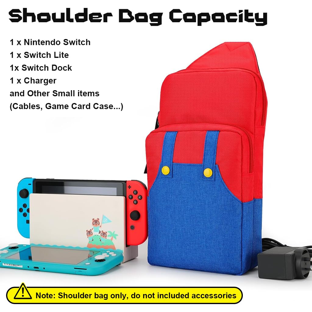 ZORBES® Carry Bag for Switch/Lite/OLED/Steam Deck Cartoon Mario Bag Accessory Bag for Swith Game Console Waterproof Double Layer Large Capacity Carry Bag for Switch Console, Game Controllers, Cables