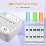 Zeitel® Thermal Label Printer Sticker Printer Black on White Bluetooth Printer for Android & iOS System Label Printer with 13 Rolls Print Paper Portable Printer for Notes, Scrapbooking, Food Labels