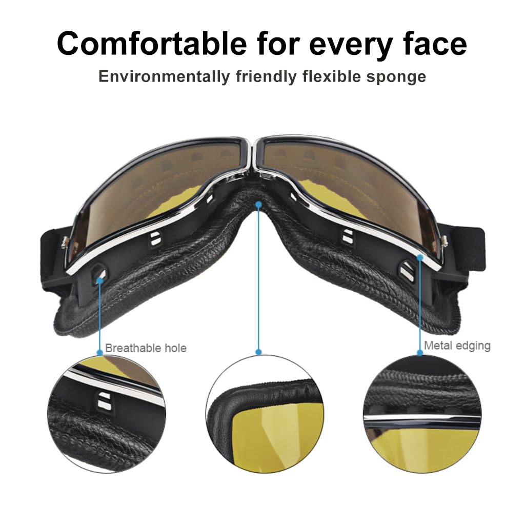 ZORBES® Yellow Bike Goggles Motocross Windproof ATV Sunglasses Dustproof Racing,Scratch Resistant Ski Goggles Protective Safety Glasses