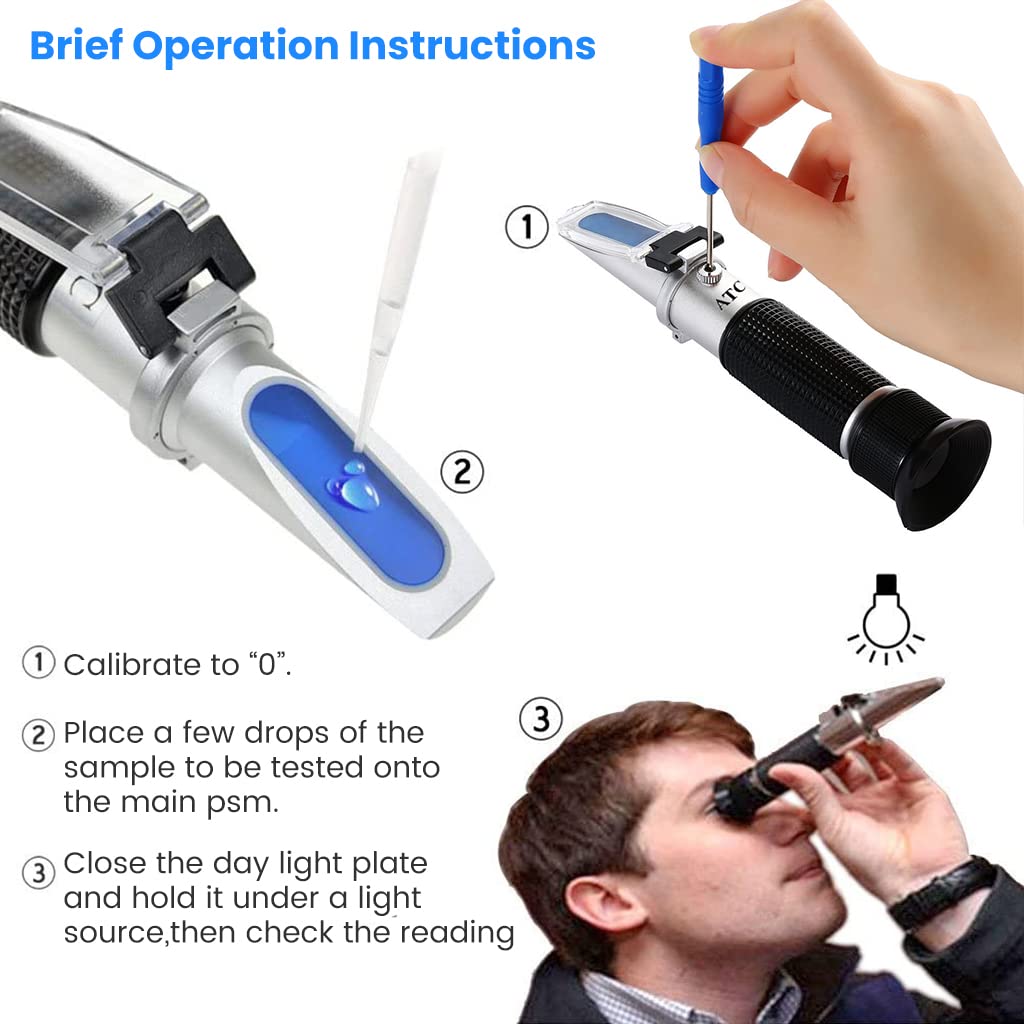 ZORBES® Refractometer for Wine Beer Brewing with ATC and Dual Scale of Brix 0-40% and Alcohol 0-25% vol, Refractometer for Measuring Sugar Content in Grape Juice & Predicting Wine Alcohol Degree