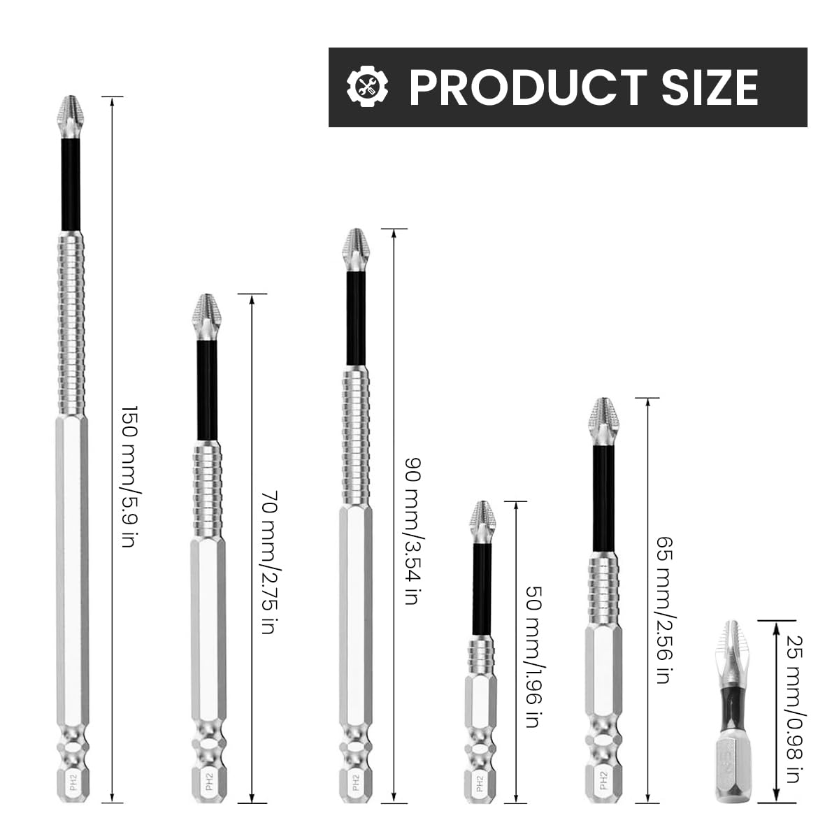 Serplex 6-Piece Magnetic PH2 Bit Set