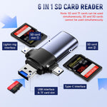 Verilux Card Reader for iPhone with Dual SD and TF Slots featuring 3 in 1 USB C & A Connectors