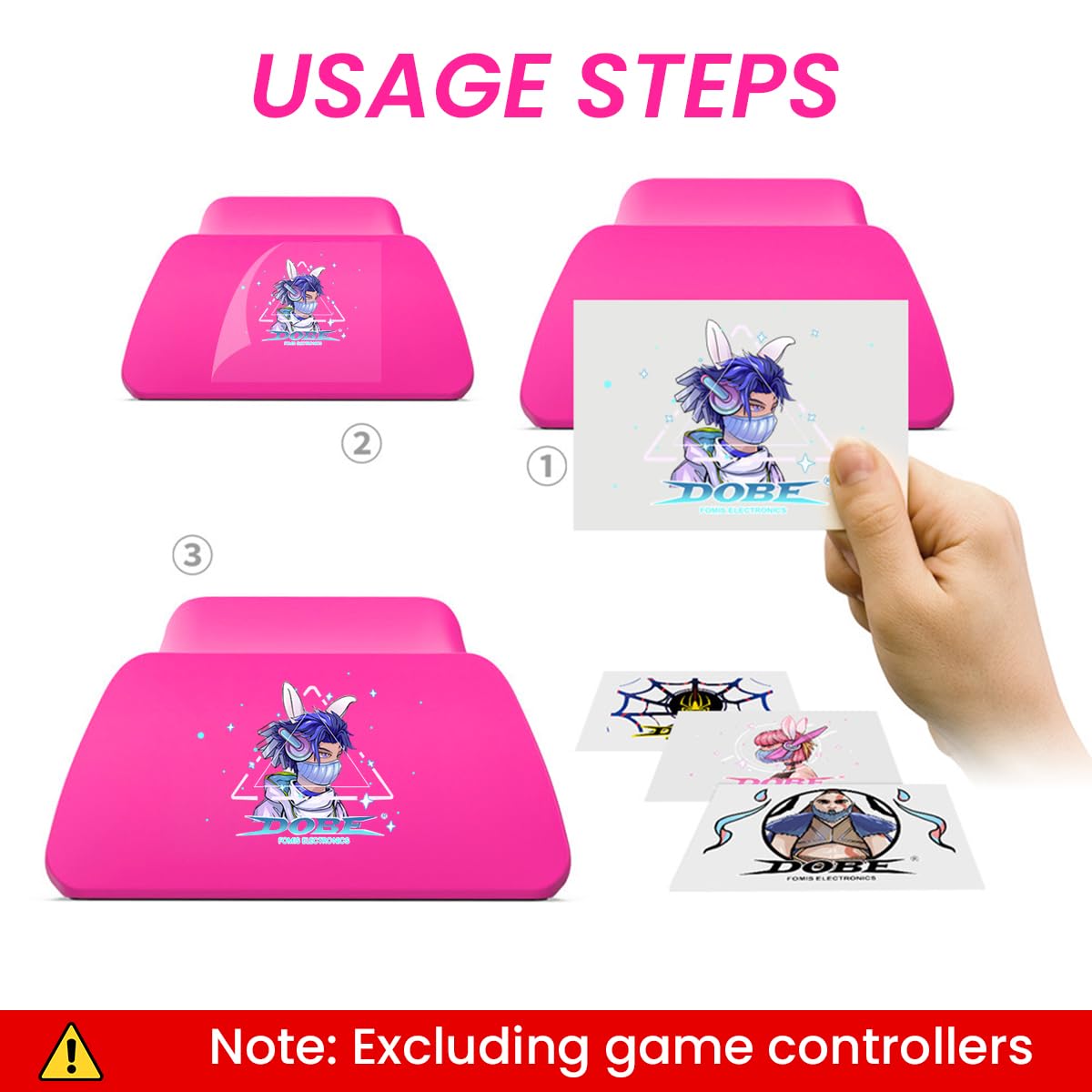 ZORBES® Pink Controller Display Stand Anti-Slip ABS Controller Holder for PS5 Desk PS5 Controller Holder with Decorative Cartoon Sticker PS5 Accessory