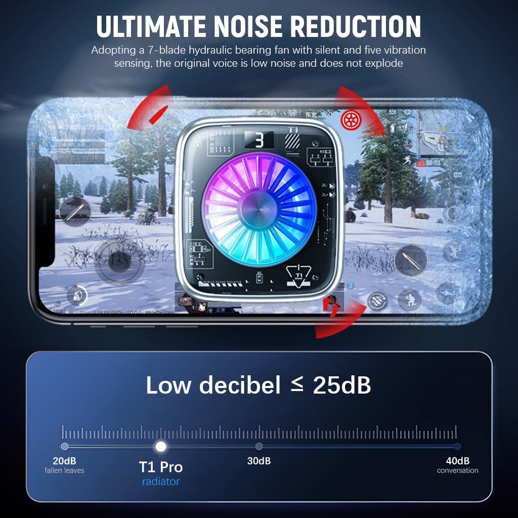 Verilux Phone Cooler for Gaming and Livestreaming with Magnetic Clips and LCD Display