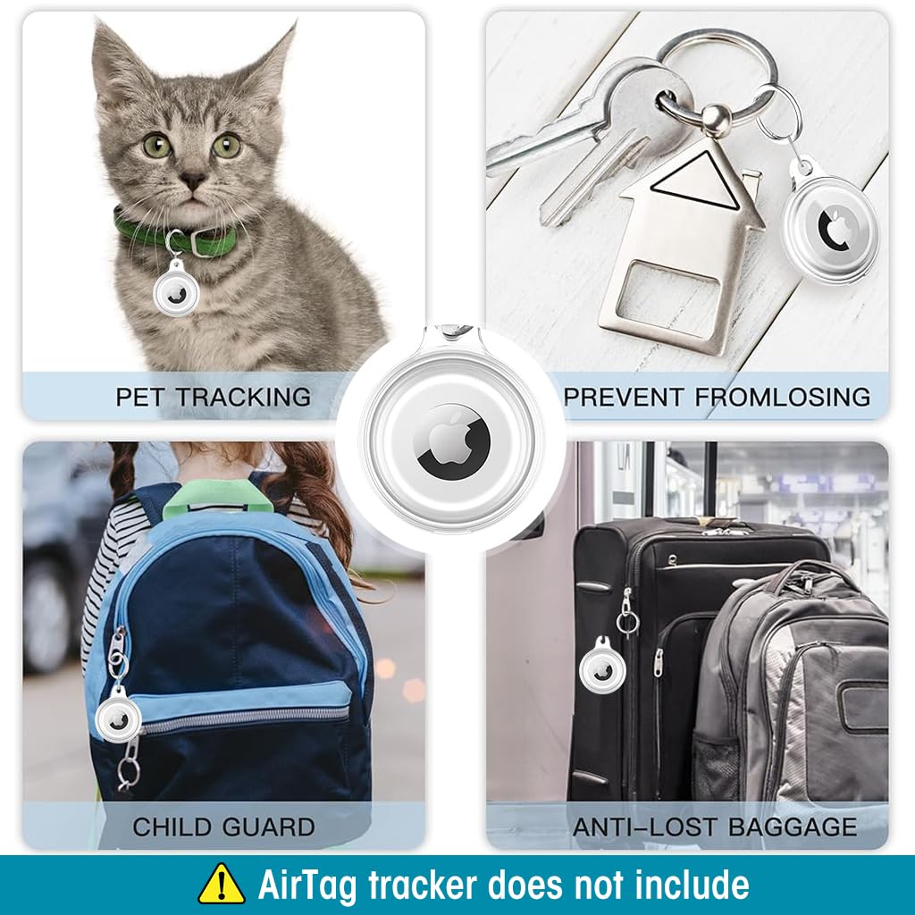 ZORBES® 2 Packs Airtag Keychain for Apple Airtag Holder, Waterproof Airtag Case Shockproof Airtag Cover Scratch Resistant Protective Cover Case for Key, Bag, Pet, Cat, Dog, Luggage, Not Include Airtag