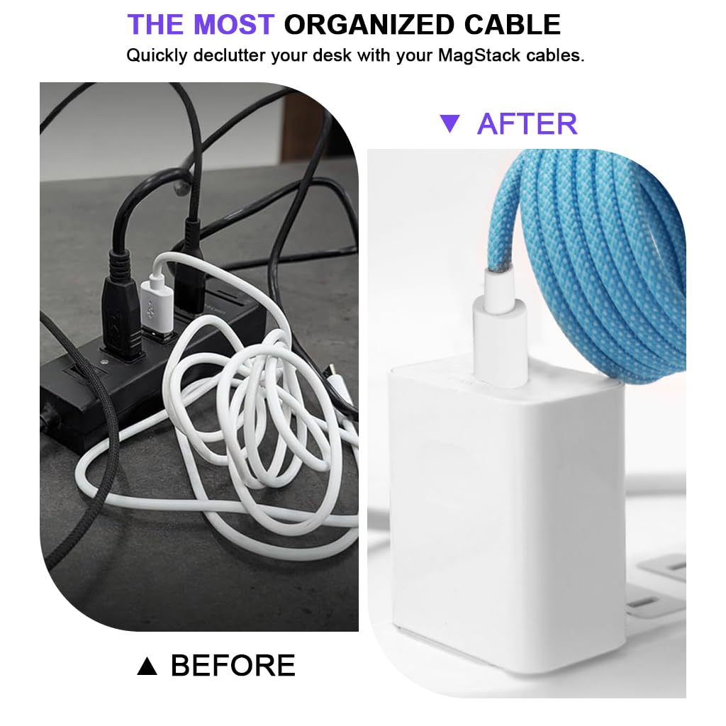 Verilux Magnetic Type C Cable 240W PD Fast Charging 3.3ft with Nylon Braiding | 480Mbps Data Transfer