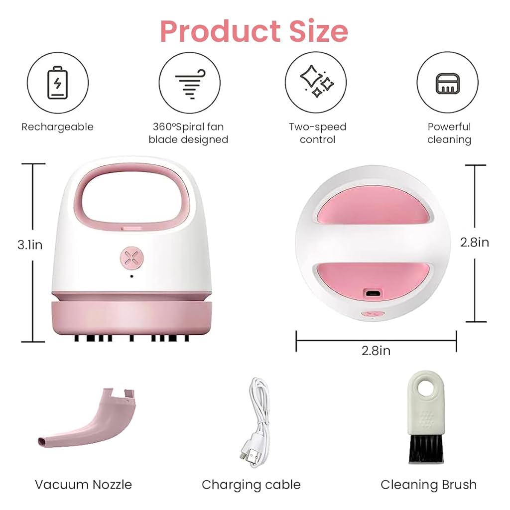 ZORBES® Mini Vacuum Cleaner, Great Suction Wireless Mini Desktop Vacuum Cleaner, Cordless & Switchable Nozzle Design Mini Table Dust Sweeper Cleaning Up Eraser Scraps, Dust, Keyboard, Pencil Scraps