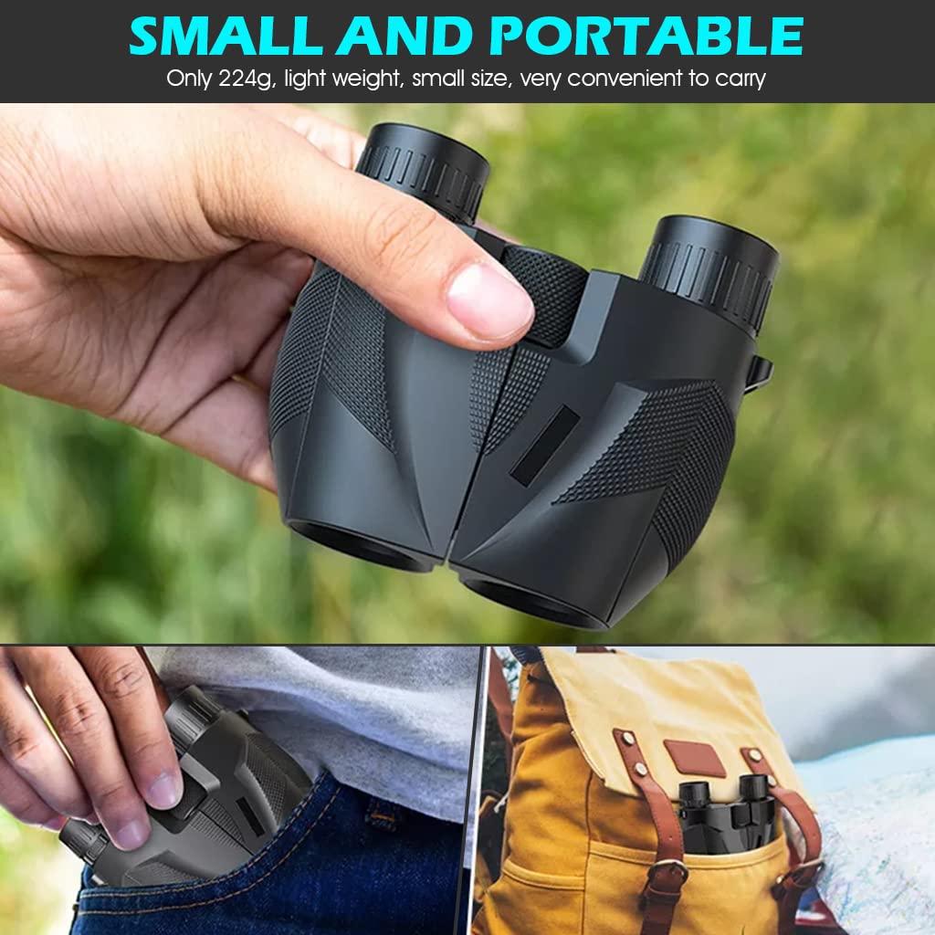 ZORBES® Binoculars for Long Distance, Outdoor HD Binocular with 12X Magnification Clear Vision, Mini Binoculars for Kids Adults Travel, Bird Watching, Football Game, with Storage Bag & Strap