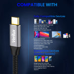 Verilux USB C Cable for Fast Charging 100W 10ft with E Marker Chip and 10Gbps Data | 4K Video Output