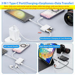 Verilux Multi Card Reader for iPhone with 4 in 2 USB C Lightning Ports | Supports Fast Charging
