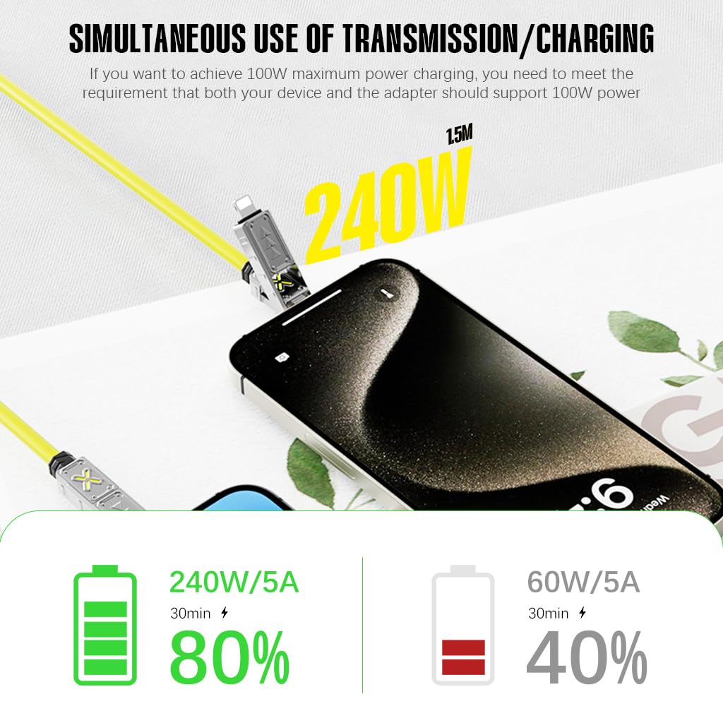 Verilux 4 in 1 Type C Cable for Fast Charging with E Marker Chip and 4.9ft Braided Design