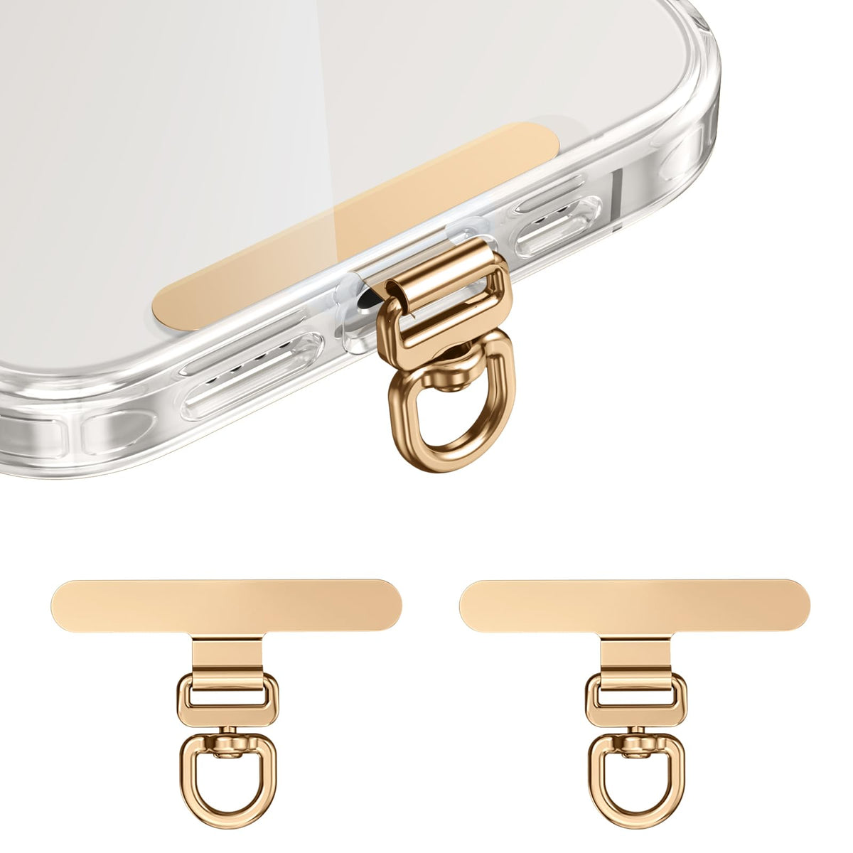 ZORBES® 2-Pack Stainless Steel Phone Case Tether Tabs, Ultral Slim 0.18mm Tether Tabs with Swivel D Ring, Multipurpose Tether Tabs for Phone Charm, Phone Sling, Phone Chain