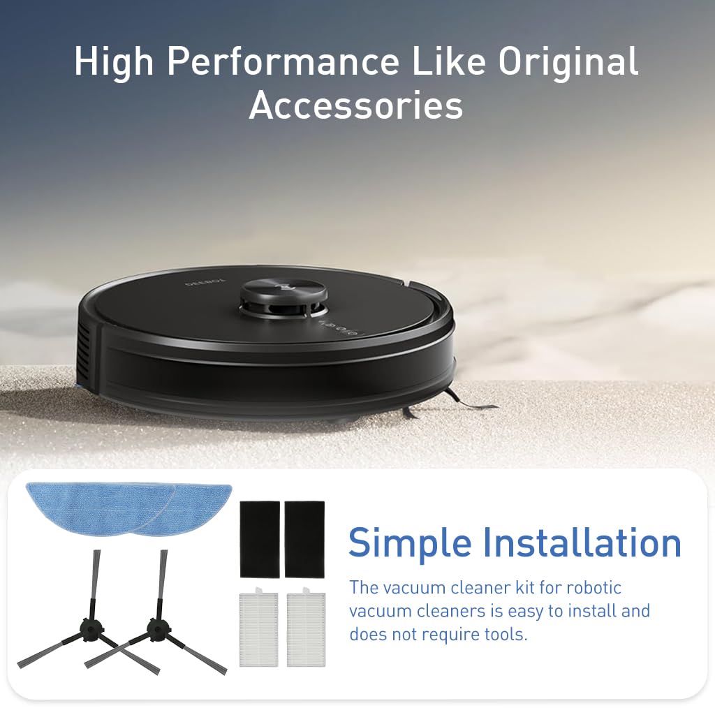 Verilux Replacement Accessories Kit for Ecovacs Deebot Y1 Series with 2 Side Brushes and 2 Filter Nets