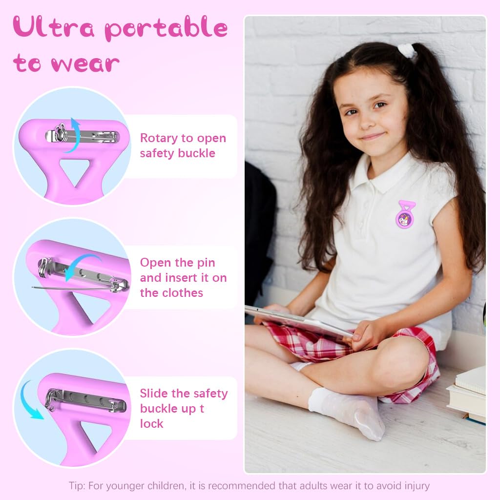 ZORBES® Waterproof AirTag Holder Cartoon Unicorn Purple Brooch Pin AirTag Holder Silicone Waterproof AirTag Holder Anti-Lost Brooch Pin AirTag Holder for Kids, Luggage, Bag, Backpack