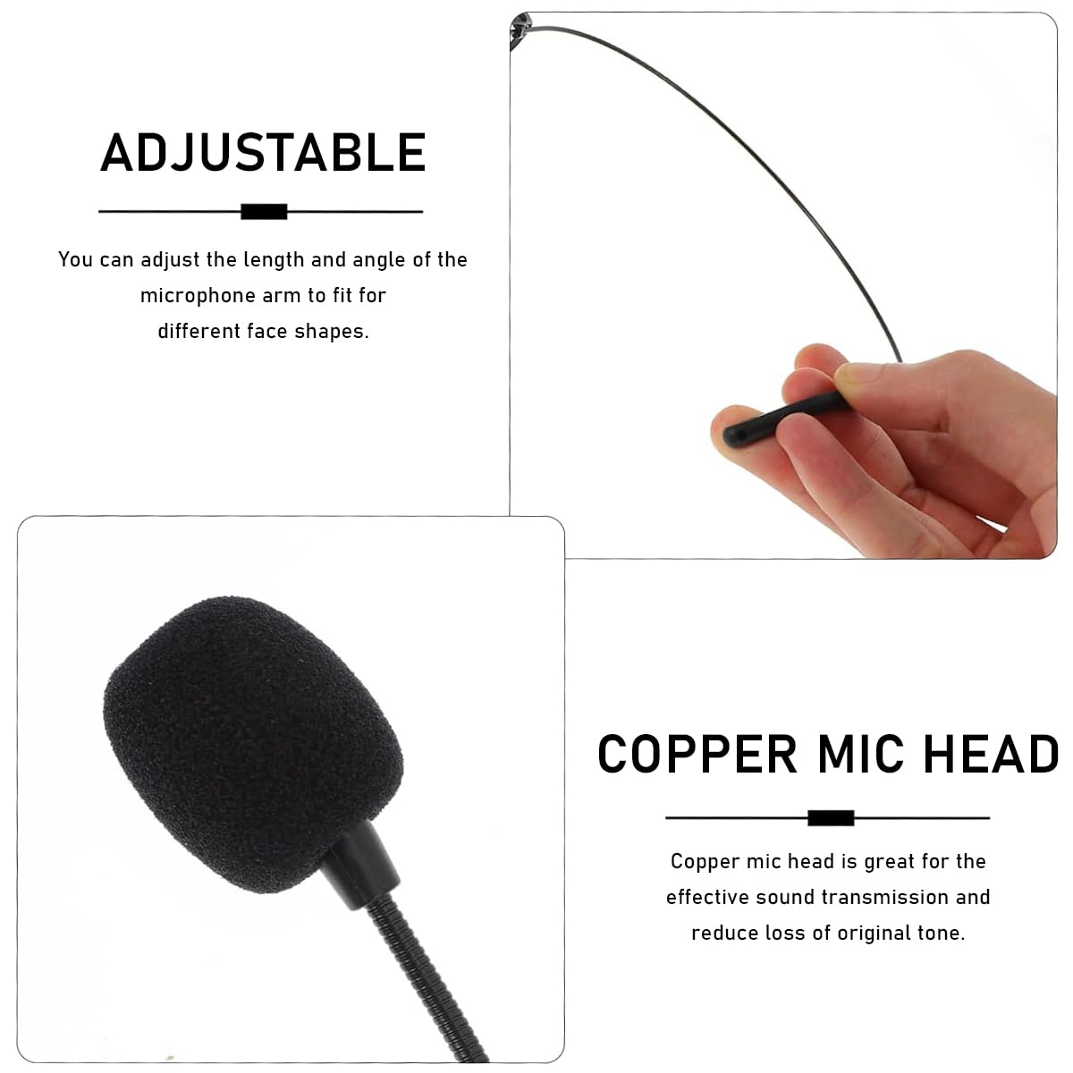Verilux Headset Microphone for Voice Amplifier with Flexible Gooseneck and Nylon Cable | 3.5mm Plug for Teachers