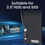 Verilux® 2.5" Hard Drive Enclosure USB 3.0 to SATA III Tool-Free External Hard Drive Enclosure for 7mm/9.5mm SATA HDD & SSD Hard Disk Case External Hard Disk Case for Toshiba Samsung WD, Xbox PC TV