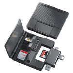 ZORBES® Card Reader for iPhone OTG SD Card Reader Support USB A, USB C, Micro USB & Light-ing Interface Multifunctional Card Reader & Card Storage Box for TF/SD Card, SIM Card, Card Pin Storage