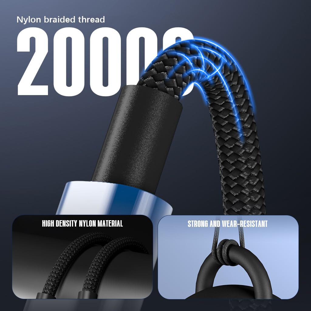 Verilux® PD100W TYPE C to TYPE C Cable for Phone LCD Power Display 6.6Ft TYPE C Fast Charging Cable Support480Mdps Data Sync Travel Nylon Braiding TYPE C Cable for Phone, Tablet