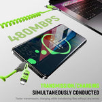 Verilux 4 in1 Type C Cable for Fast Charging with PD65W Output and Spring Coiled Design | Green