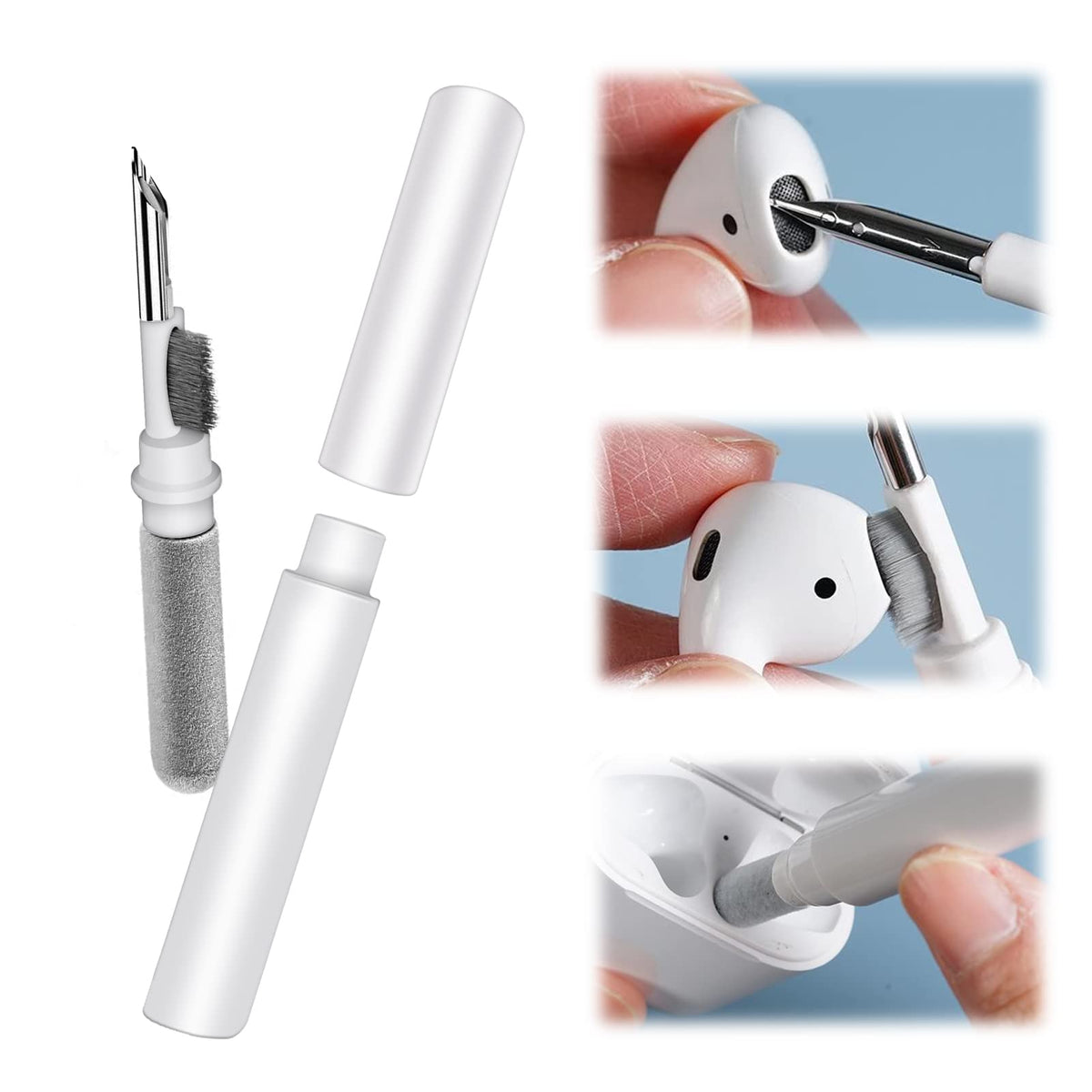 Zeitel® Cleaning Pen for Airpods Pro MI Earbuds, Earphone Cleaning Brush Set Multi-Function Cleaner Kit Soft Brush for Bluetooth Earphones Case Cleaning Tools Bluetooth Earbuds Cleaning Pen