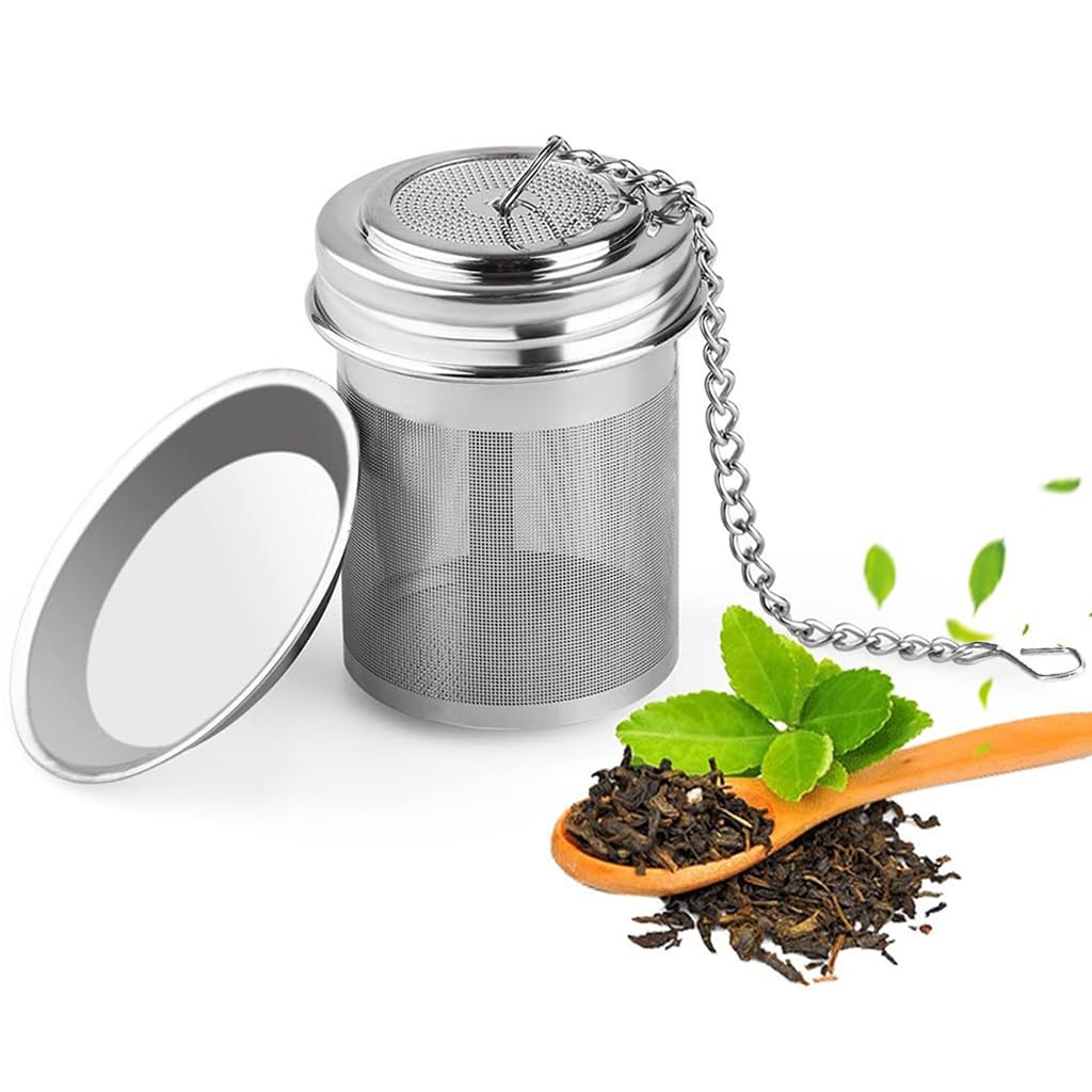 Zeitel® Tea Infuser with Tray Fine Mesh Strainer for Loose Leaves & Herbal Teas, Durable & Easy-Clean Green Tea Filter for Mugs & Teapots Premium 304 Stainless Steel (41x56mm)