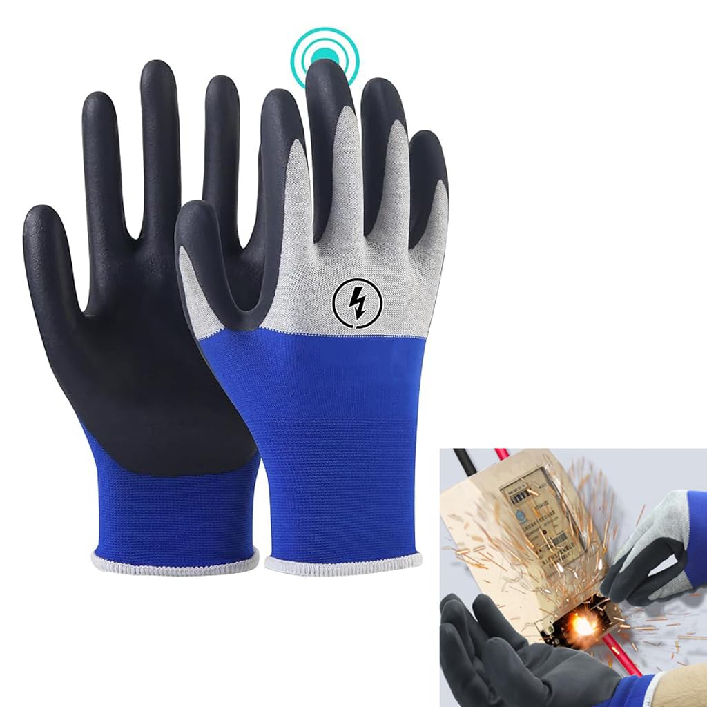 Serplex® Electrical Insulated Gloves 500V Voltage Resistance, Flame Retardant, Non-Slip Rubber Design for Electricians, High Voltage Work, Safety, L