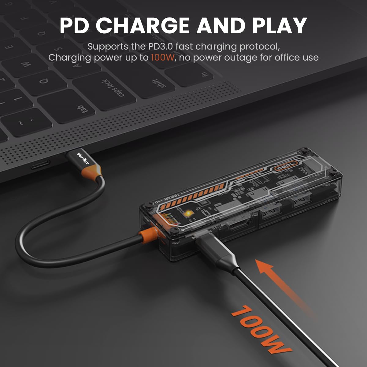 Verilux® USB C Hub with Ethernet RJ45 5 in 1 USB Type C Hub with 4K HDMI Converter PD 100W & USB C Data Port Multi USB Port for Laptop with USB Hub 3.0/2.0 for MacBook Air M1 Pro Type-C Device