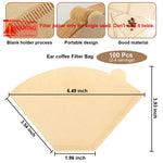 Zeitel® Coffee Filter Paper for Brewing Coffee 100 Counts Natural Unbleached Coffee Wedge-Shaped Filter Paper Disposable Coffee Filters Paper Fit for Drip Coffee