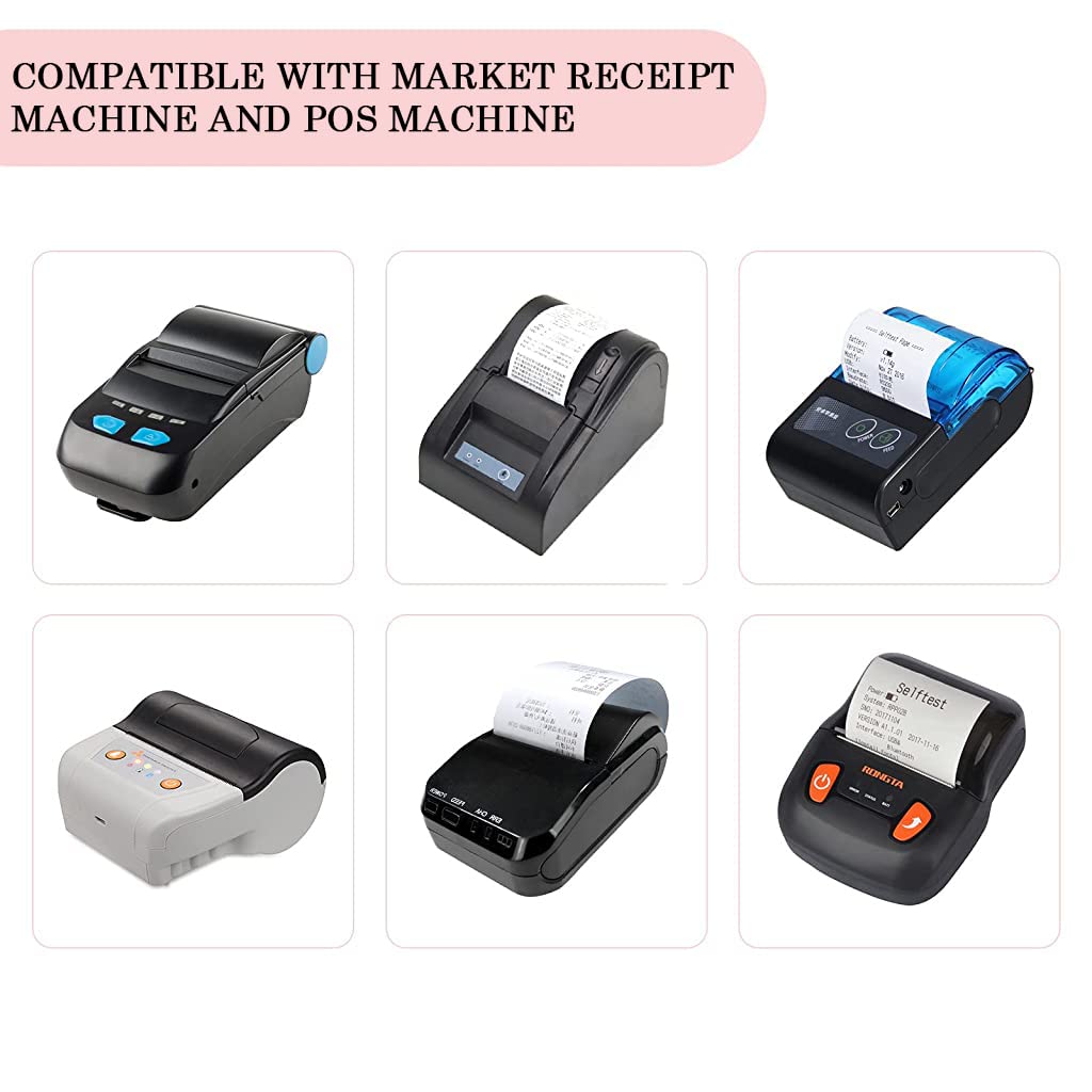 ZORBES® Thermal Printer Paper Roll 15PCS White Self-Adhesive Printing Sticker for Mini Printer Cash Register POS Machine 57mm x 25mm