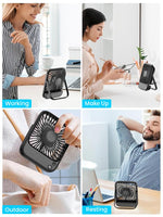 Verilux USB Fan for Desk and Travel featuring 4 Speed Control and 5000mAh Battery | Black