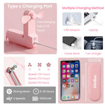 Verilux Folding USB Fan for Travel with 1500mAh Battery and Dual Soft Blades | 4 in 1 Design